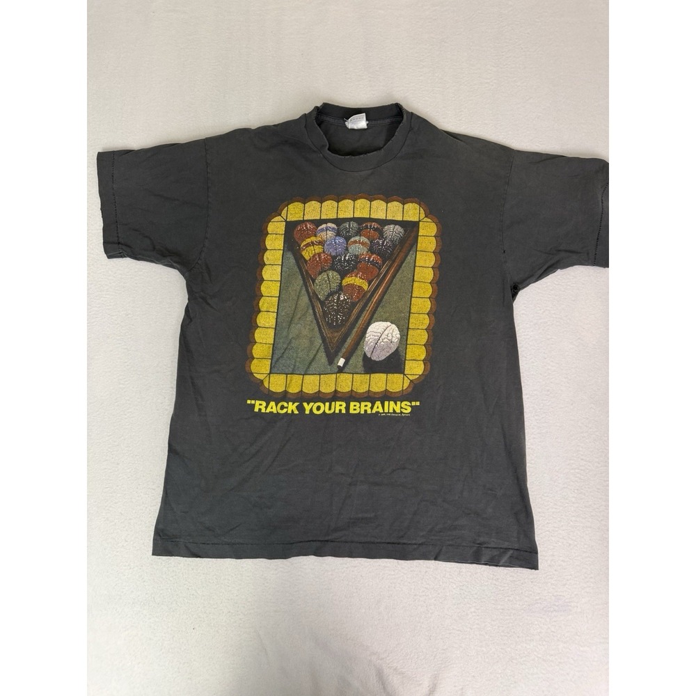 VTG 90s Rack Your Brains T-Shirt David M Spindel XL Single Stitch Distressed